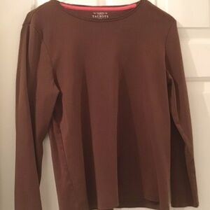 Talbots Petite 100% Pima Cotton Brown Long Sleeve T-Shirt Size LP